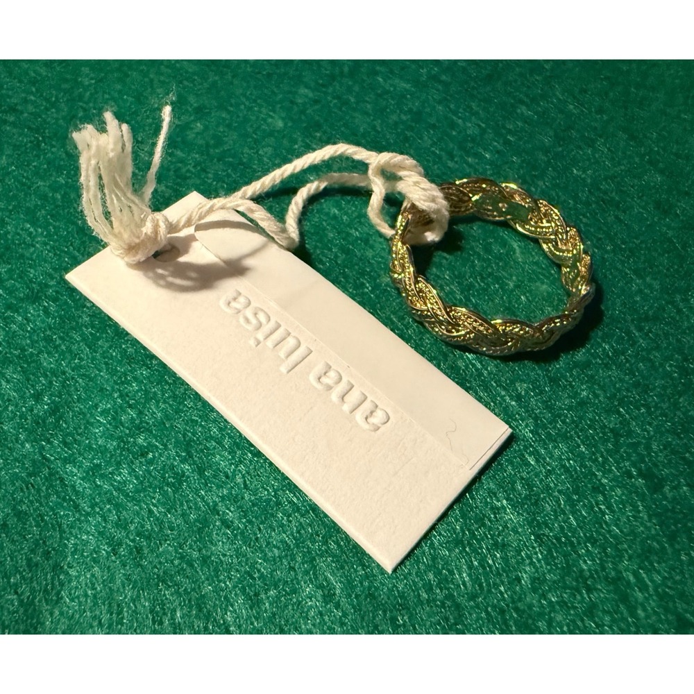Ana Luisa Chloe Band Ring Size 8 Gold Braided Woven Minimalist Aesthetic NEW